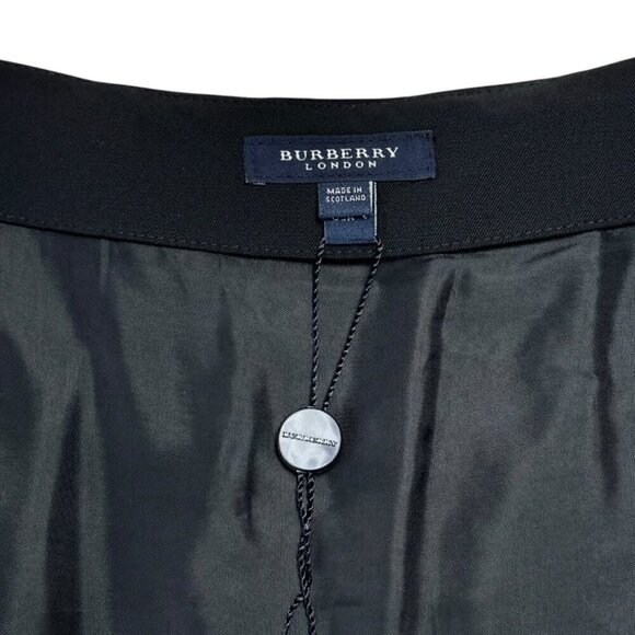 Vintage Burberry Pleated Skirt Sz.6 Black Wool Lace Hem Leather Belt Goth 90s - Picture 3 of 15